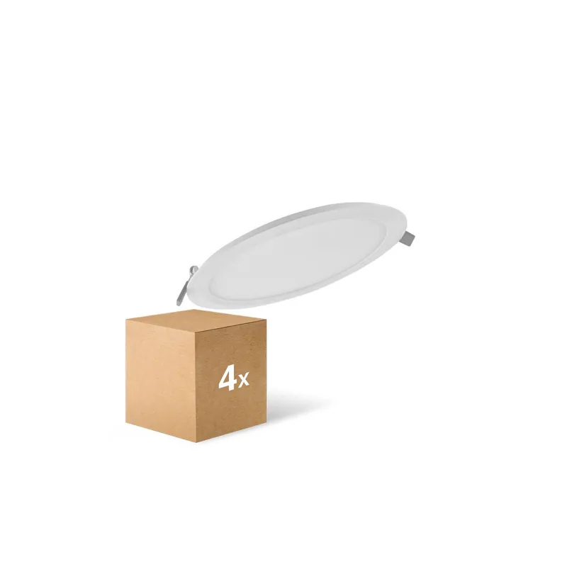 Abverkauf Mehrfachpackung 4x Ledvance LED Downlight Slim Rund DN210 18W 1530lm 120D - 840 Kaltweiß | 225mm