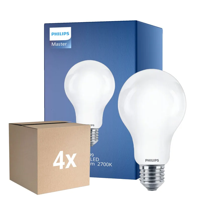 Mehrfachpackung 4x Philips Classic LED Glühbirne E27 Birne Matt 17.5W 2452lm - 827 Extra Warmweiß | Ersatz für 150W Billig