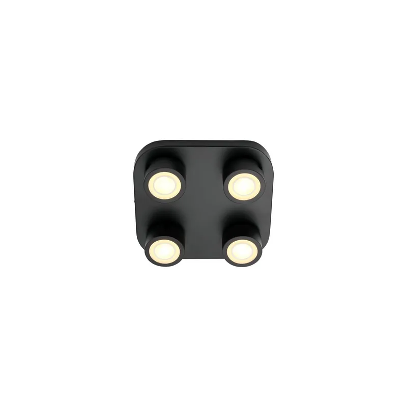 Markenprodukt Nordlux Clyde Deckenleuchte 4-Spot Metall Schwarz 14W 950lm - 827 Extra Warmweiß | 85mm - 3-Stufen Dimmbar
