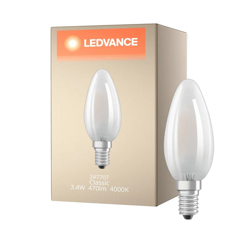 Ledvance Classic LED E14 Kerze Fadenlampe Matt 3.4W 470lm - 940 Cool white | Höchste Farbwiedergabe - Dimmbar - Ersatz für 40W Solange Der Vorrat Reicht