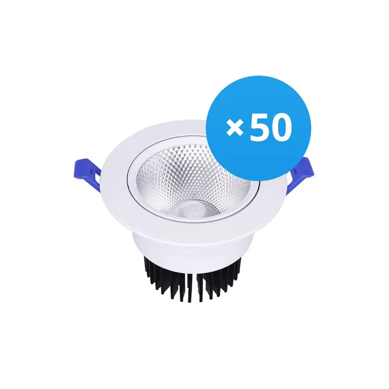 Mehrfachpackung 50x Bright Choice LED spot Rund Schwenkbar 7W 560lm 60D - 930 Warmweiß | 85mm - Ausschnitt 70mm - UGR <19 Preisknaller