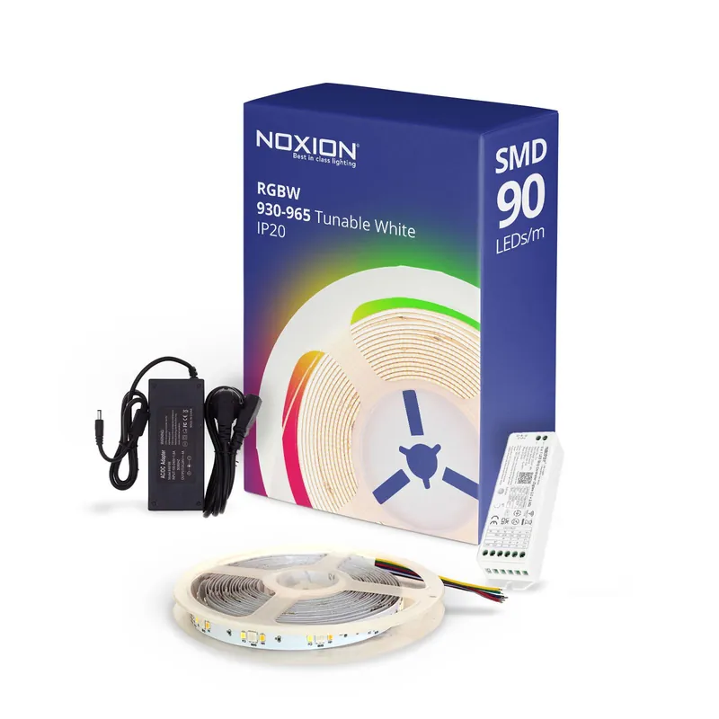 Nur Für Kurze Zeit Noxion LED-Streifen Naga 5 Meter Komplettset - Zigbee - 24V - 90LEDs/m - 12W/m - RGBW - 930-965 Abstimmbares Weiß | 12mm - IP20 - Höchste Farbwiedergabe - SMD2835+SMD5050