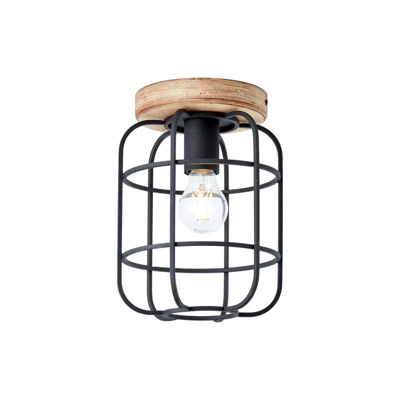 Brilliant Gwen Deckenleuchte Metall Holz Schwarz | 200mm - Geeignet für 1x E27 Knallerangebot