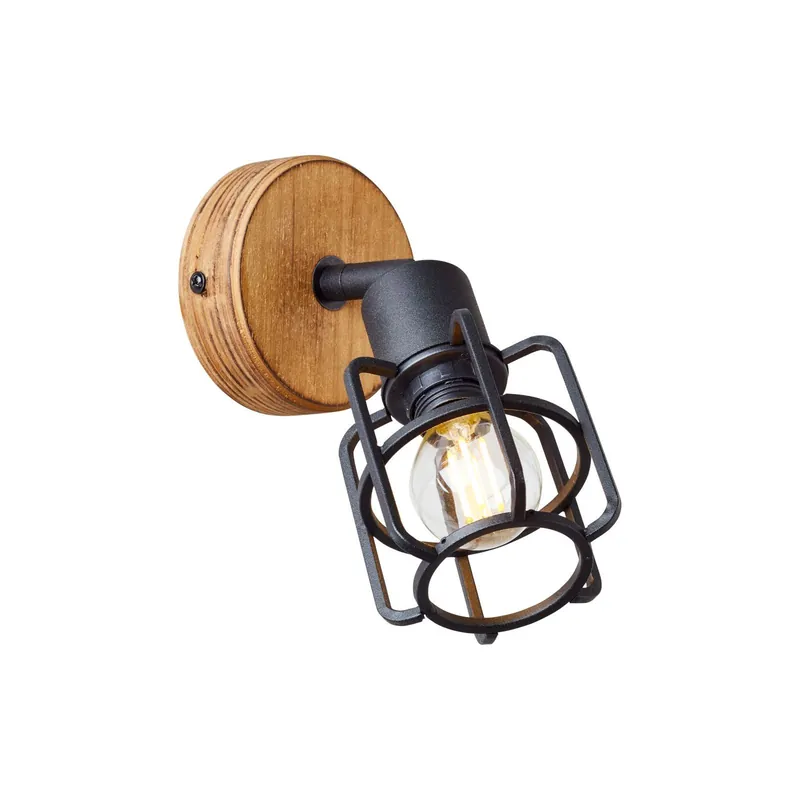 Brilliant Gwen Wandleuchte Metall Holz Schwarz | Geeignet für 1x E14 Saisonangebot