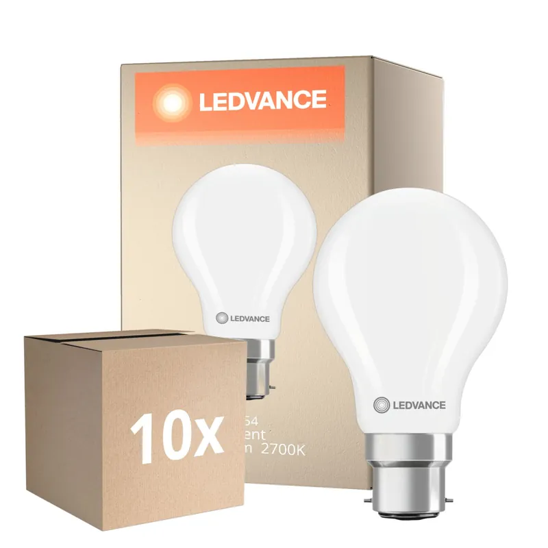 Must-Have Mehrfachpackung 10x Ledvance Classic LED B22 Birne Matt 5.9W 806lm - 827 Extra Warmweiß | Dimmbar - Ersatz Für 60W