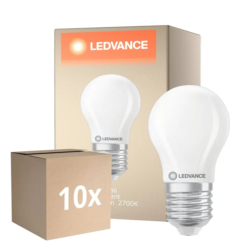 Mehrfachpackung 10x Ledvance Classic LED E27 Birne Matt 3.4W 470lm - 827 Extra Warmweiß | Dimmbar - Ersatz Für 40W Echt