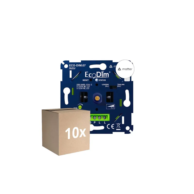 Mehrfachpackung 10x EcoDim.07 LED Dimmer Matter Drücken/Drehen 0-250W (RLC) Saisonangebot