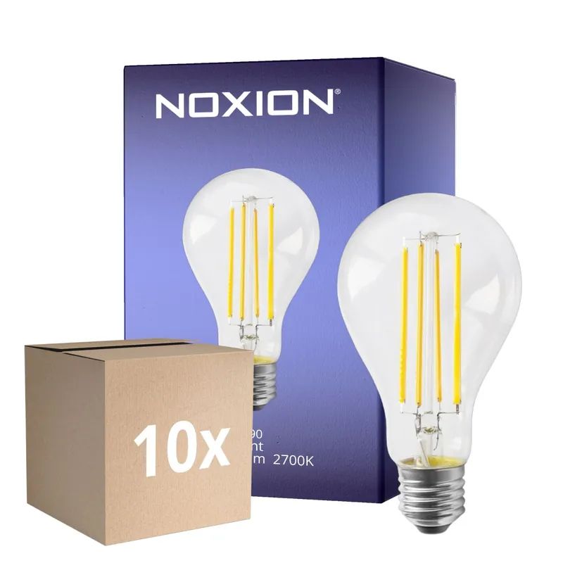 Mehrfachpackung 10x Noxion Lucent Fadenlampe LED E27 Birne Fadenlampe Klar 10.5W 1521lm - 827 Extra Warmweiß | Ersatz für 100W Top-Seller