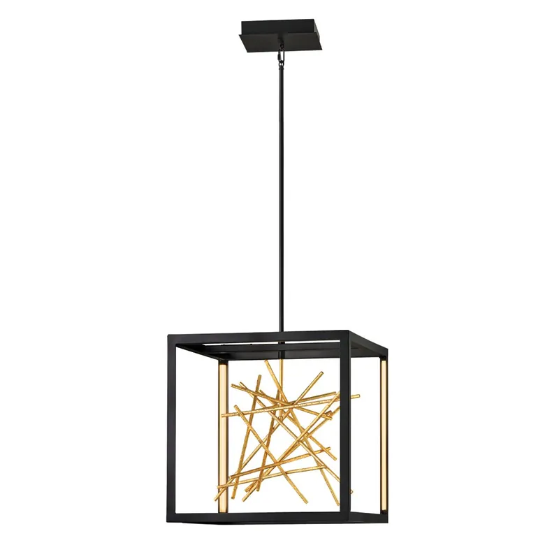 Top-Preis Elstead Styx LED Pendelleuchte quadratisch schwarz gold 3000K