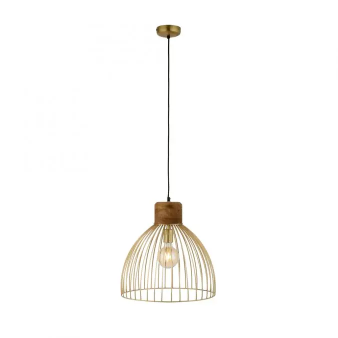 Sonderaktion Pendelleuchte, messing, Ø 40cm, Mangoholz, Industrial-Look,
