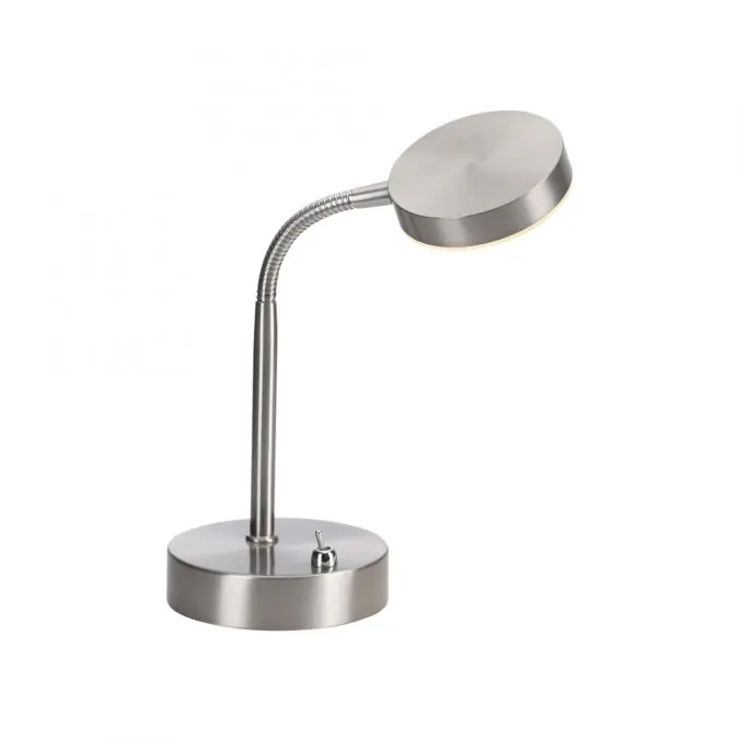 Aktuell LED Tischlampe silberfarbig drehbar Schalter warmweiß Schreibtischlampe