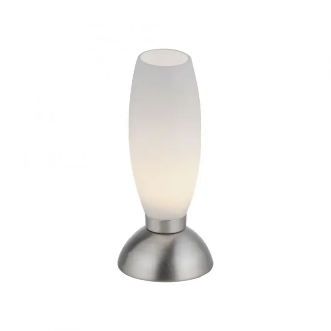 Nur Heute LED Tischleuchte silber Opalglas 3 Stufen Touchdimmer